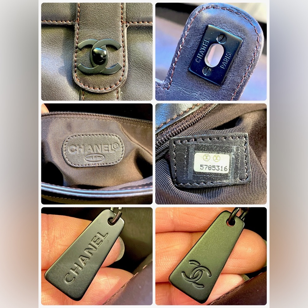 CHANEL CC Turnlock Leather in Charcoal Brown - Picture 15 of 16